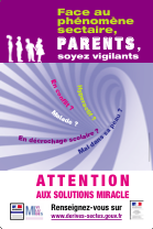 Affiche campagne « Face au phénomène sectaire, parents soyez vigilants ! »